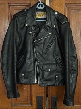 Schott Perfecto 615 Classic Black Leather Motorcycle Jacket - Men's Sz 40